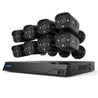 Reolink - 8MP 16-ch 8 Bullet PoE Cameras with Smart Detection & Soptlight NVR System - Black & White