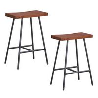 Costway Set of 2 Industrial Saddle Stool Counter Height Bar Stool Dining Pub Chair w/ Metal Frame...