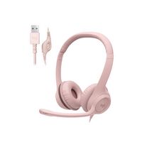 Logitech - H390 Wired USB-A On-Ear Stereo Headphones with Noise Canceling Microphone - Rose - Large Front