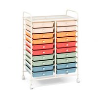 Costway - 20 Drawer Rolling Storage Cart Art Craft Organizer on Wheels Multipurpose - Macaron - Large Front