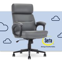 Serta - Comfort Mid-Back Modern Bonded Leather Executive Office Chair - Gray - Large Front