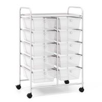 Costway - 10 Drawer Storage Cart Utility Rolling Trolley Kitchen Office Organizer - Clear - Large Front