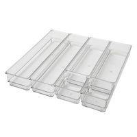 Martha Stewart - Miles Plastic Stacking Drawer Organizer Set of 6 - Clear - Large Front
