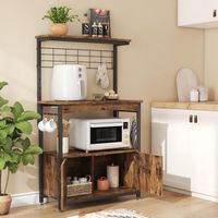 Bestier 31 inch 3 Tier Bakers Rack with Cabinet Kitchen Storage Shelves Microwave Oven Stand Coff... - Large Front