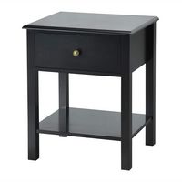 Costway - End Table Nightstand Storage Display Drawer Shelf Beside Bedroom - Black - Large Front