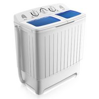 Costway - Portable Mini Compact Twin Tub 20 lb. Washing Machine Washer Spin Dryer - White - Large Front