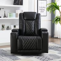 Bestier Power Chair Faux Leather Electric Recliner Sofa with Cup Holders and USB Ports - Black - Large Front