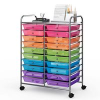 Costway - 20 Drawer Rolling Storage Cart Scrapbook Paper Office School Organizer - Multicolor - Large Front