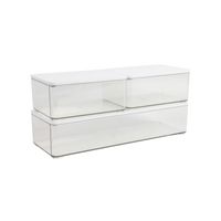 Martha Stewart - Grady Premium Clear Plastic Storage Boxes with White Engineered Wood Lids-3 Pack... - Large Front