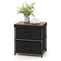 2 Drawer Dresser Fabric Storage Organizer Nightstand Bedside Sofa Table - Large Front