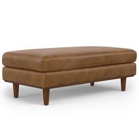 Simpli Home - Morrison Large Rectangular Ottoman - Caramel Brown - Large Front