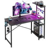 Bestier 44-Inch Gaming Desk with RGB LED Lights Computer Desk Featuring 4-Tier Storage Shelves an... - Large Front