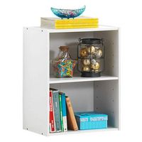 Costway - 2 Tier Open Shelf Night Stand End Table Sofa Side Storage Display Furni - White - Large Front