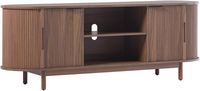 Walker Edison - Modern Reeded 60” TV Stand with Open and Concealed Storage - Mocha - Large Front