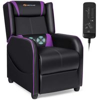 Costway - Theater Style Massage Gaming Chair - Purple + Black - Large Front