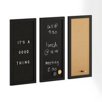 Martha Stewart - Everette Cork/Chalk/Letter Board Set with Accessories - 24x18 - Black Woodgrain - Large Front