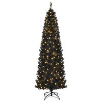 Costway - 7ft Pre-lit PVC Christmas Pencil Tree w/ 350 LED Lights - Black - Large Front