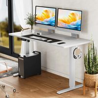Bestier Electric Adjustable Standing Computer Office Desk with Splice Board, 2 Hooks, and Wire Ho... - Large Front