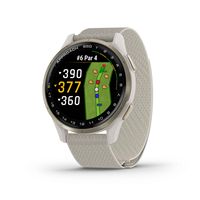 Garmin - Approach S50 GPS Smartwatch 43mm Anodized Aluminum - Cream Gold Aluminum Bezel with Nylo... - Large Front