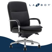 La-Z-Boy - Opus Executive Mid-Back Bonded Leather Office Chair - Black and Chrome - Large Front