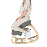 Costway - Ergonomic Upright Posture Kneeling Rocking Office Chair Stool - Grey - Large Front