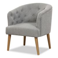 Costway - Upholstered Comfy Accent Chair with Rubber Wood Legs - Gray - Large Front