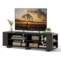 Costway - 59'' Wood TV Stand Console Storage Entertainment Media Center with Adjustable Shelf - B... - Large Front