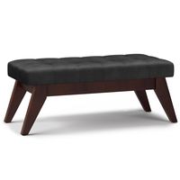 Simpli Home - Draper Mid Century Tufted Ottoman Bench - Distressed Black - Large Front