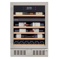 Wine Enthusiast - SommSeries2 46 Bottle Dual Zone with VinoView Display Shelving - Stainless Steel - Large Front
