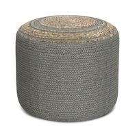 Simpli Home - Serena Round Braided Pouf - Dove Grey - Large Front