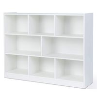Costway - 3-tier Open Bookcase 8-Cube Floor Standing Storage Shelves Display Cabinet - White - Large Front