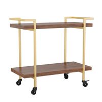 Martha Stewart - Liam Mobile 2 Tier Printer Cart with Side Storage - Walnut/Polished Brass Frame - Large Front