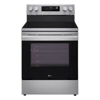 LG - 30-in Wide 6.3 Cu. Ft. Freestanding Electric Convection Smart Range with 4 Elements, Air Fry... - Large Front