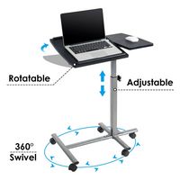 Costway - Mobile Standing Desk Height Adjustable Sit to Stand Laptop Desk - Silver/Black - Large Front