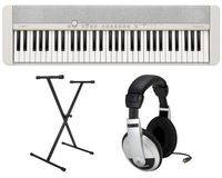 Casio - CT-S1WE Premium Pack with 61 Key Keyboard, Stand, AC Adapter, and Headphones - White - Large Front