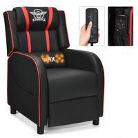 Costway - Theater Style Massage Gaming Chair - Red + Black - Large Front