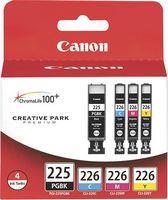 Canon - 225/226 4-Pack Standard Capacity Ink Cartridges - Black/Cyan/Magenta/Yellow - Large Front