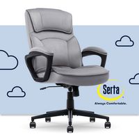 Serta - Comfort Classic Mid-Back Executive Soft Velvet Office Chair - Gray - Large Front