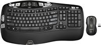 Logitech - MK550 Ergonomic Full-size Wireless Alkaline Wave Keyboard and Mouse Bundle - Black - Large Front