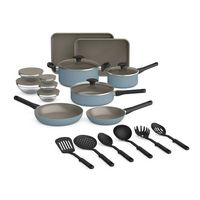 Bella - 21-Piece Ceramic Nonstick Cookware Set - Surf - Large Front