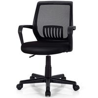 Costway - Executive Mesh Mid-Back Office Chair with Adjustable Height and Lumbar Support - Black - Large Front