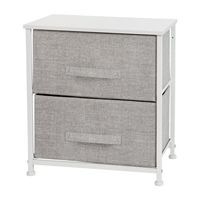 Alamont Home - 2 Drawer Wood Top Nightstand Storage Organizer with Cast Iron Frame and Dark Easy ... - Large Front