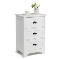 End Table Nightstand Bedroom Storage with  3 Drawers & Wood Slide - Large Front