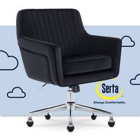 Serta - Deluxe Ashleigh Modern Home Office Chair - Black - Silver Chrome - Large Front