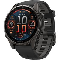 Garmin - fēnix 8 AMOLED Sapphire  GPS Smartwatch 43mm Fiber-reinforced polymer - Carbon Gray DLC ... - Large Front