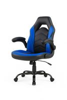 Bestier - Ergonomic Faux Leather Adjustable Reclining Swiveling PC and Racing Game Chair with Pad... - Large Front