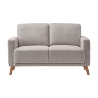 CorLiving - Clara 2 Seat Fabric Sofa Loveseat with wood legs - Light Grey - Large Front