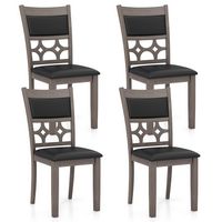 Costway Upholstered Dining Chair Set of 4 Armless Chair with Padded Backrest & Seat - Cappuccino,... - Large Front