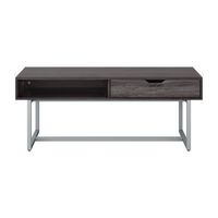 CorLiving - Auston Single Drawer Wood Grain Finish Coffee Table - Gray - Large Front