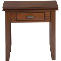 Simpli Home - Artisan Square Solid Pine Wood 1-Drawer End Table - Brown - Large Front